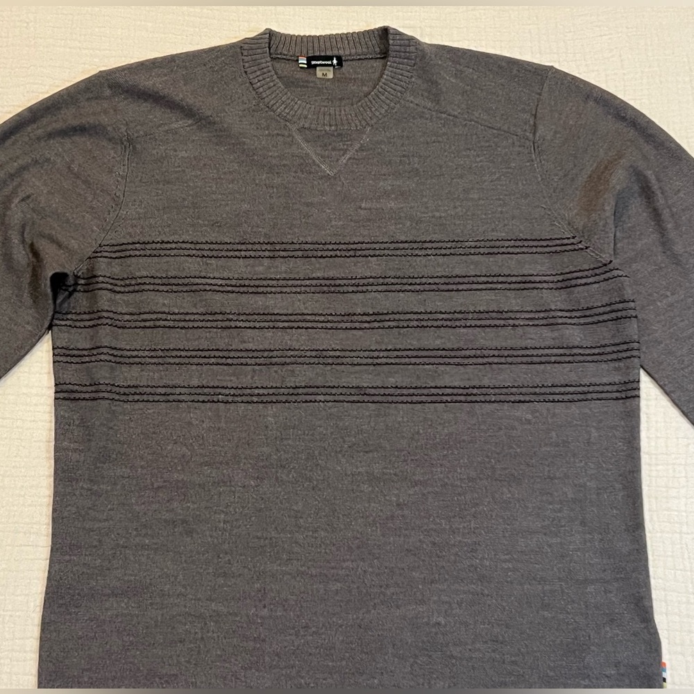 Smartwool Men's Sparwood Stripe Crew Sweater Merino Wool Blend Size Medium